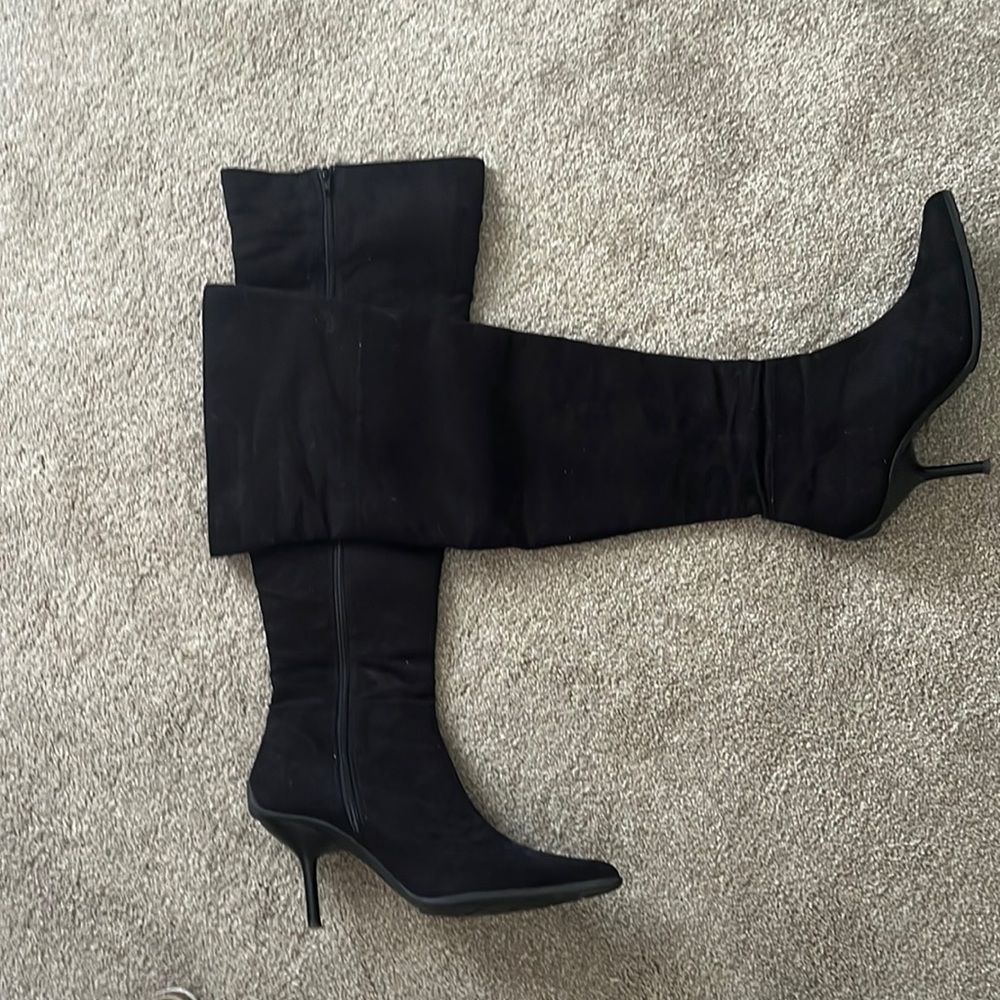 Over the new ultra suede black boots.